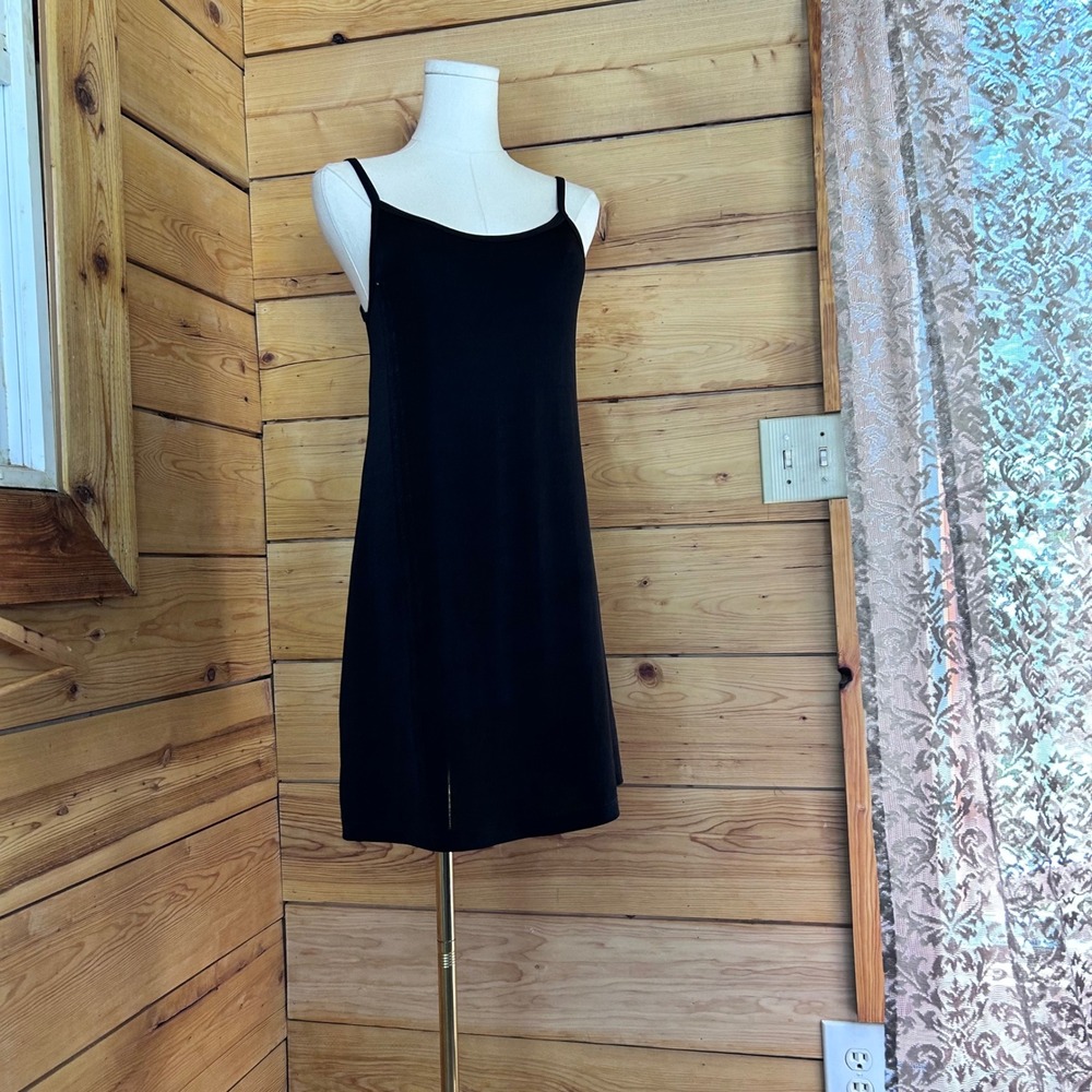 Vintage Slinky Slip Dress Womens‎ Large Black 90s Y2K Minimalist UnderWhere?
